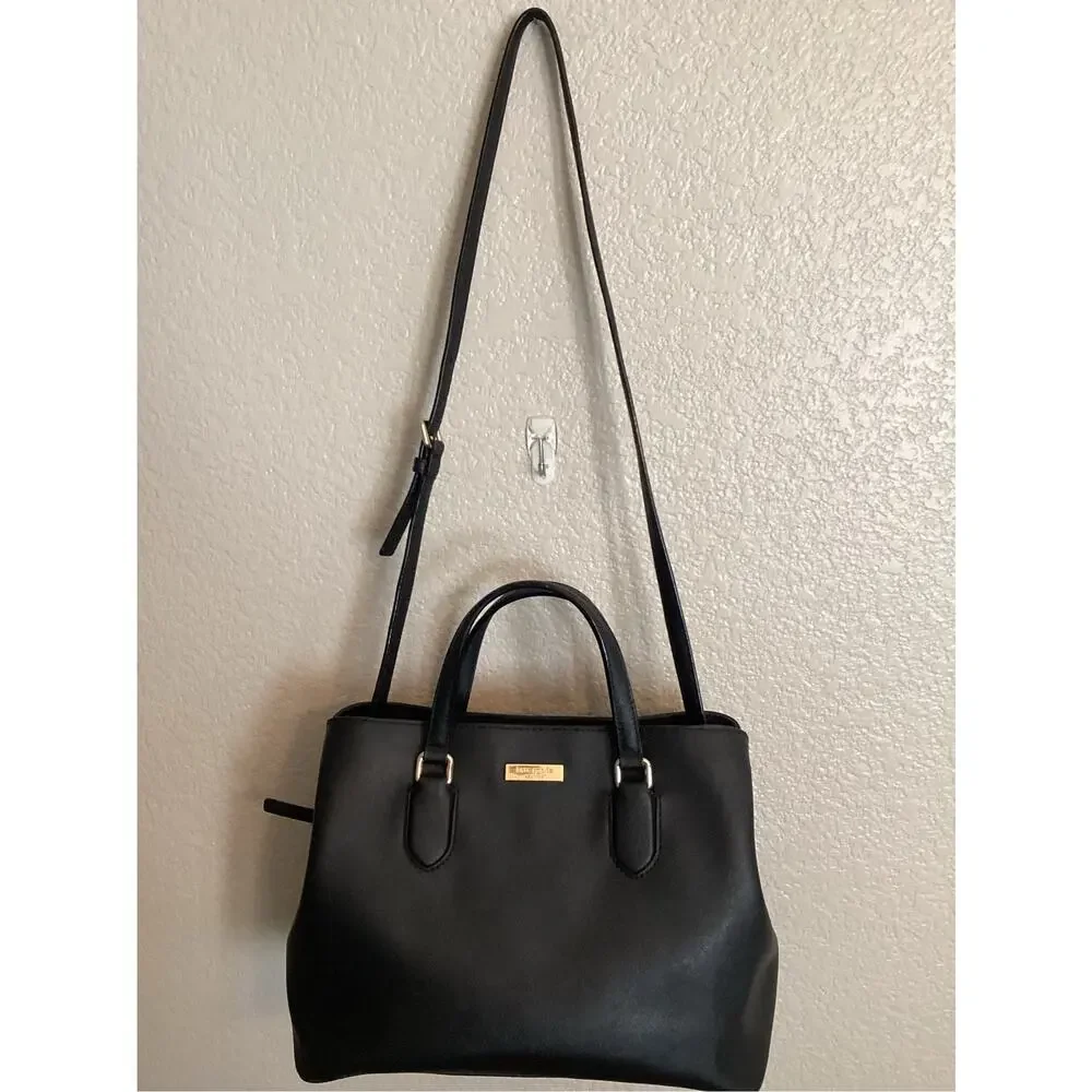 Kate Spade New York Laurel Way Evangelie Satchel in Black Saffiano Leather